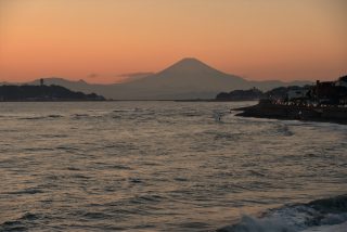 江の島と富士山夕景 fujisan enoshima