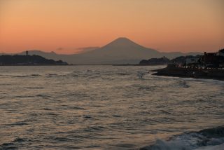 江の島と富士山夕景 fujisan enoshima